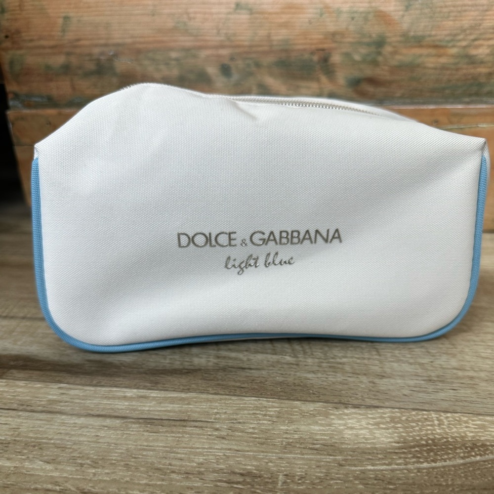Dolce & Gabbana White Cosmetic Pouch with Light Blue Trim